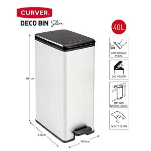 Deco Slim Bin Pedal 40L Metallic