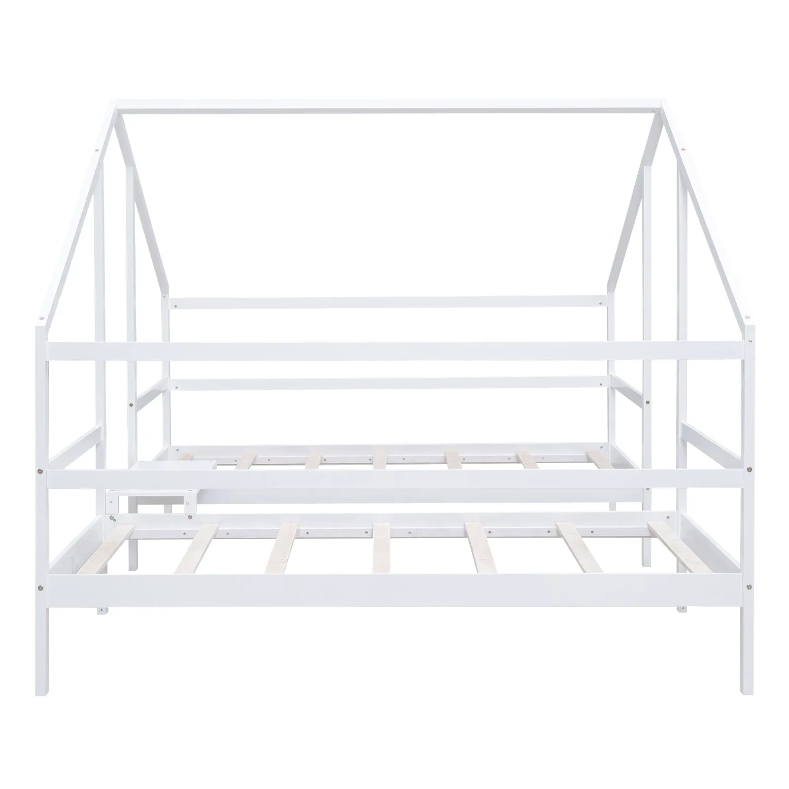 Double Twin Size Triangular House Beds with Built-in Table,White(Old SKU:WF286895AAK)