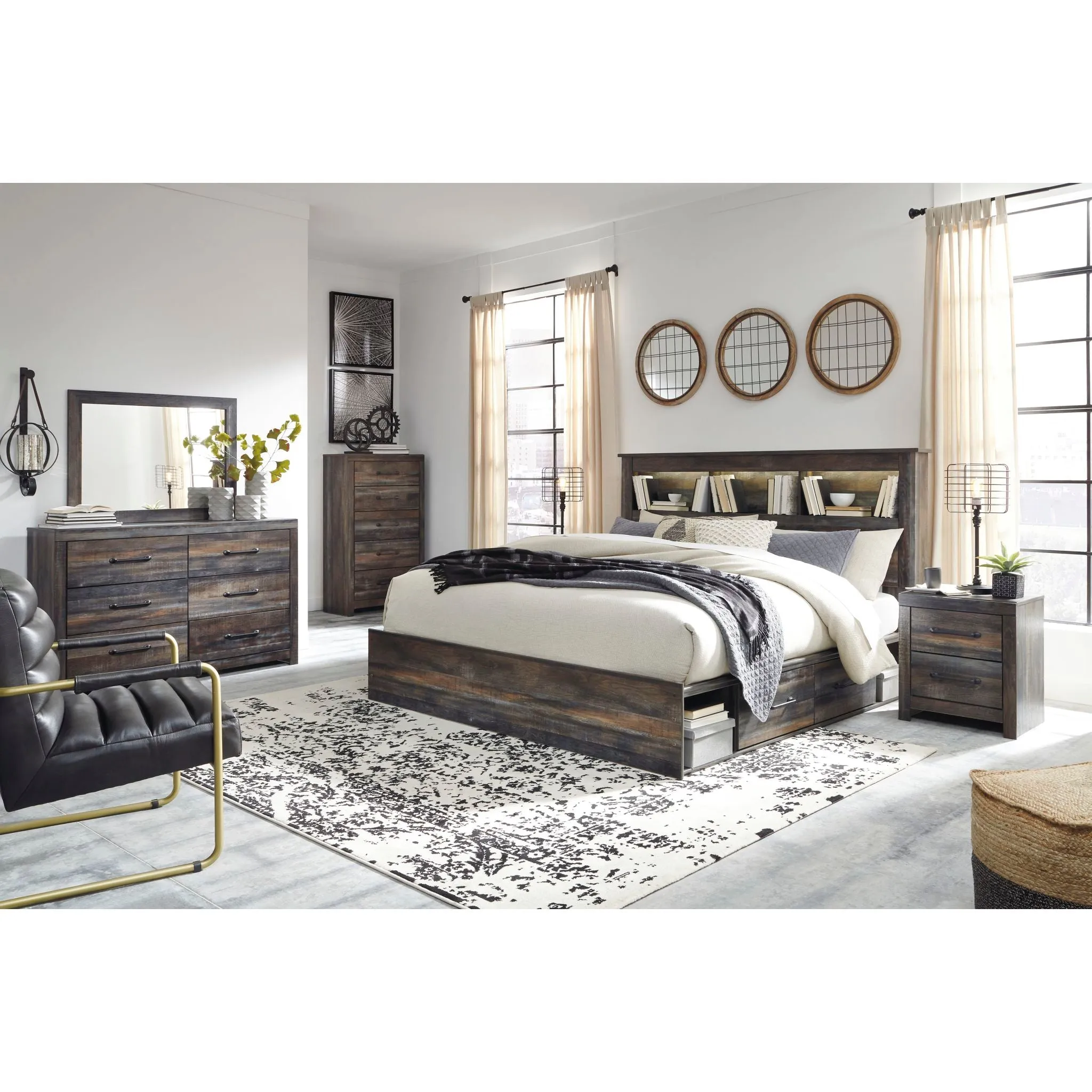 Drystan Bookcase Bed with 4 Drawer Storage