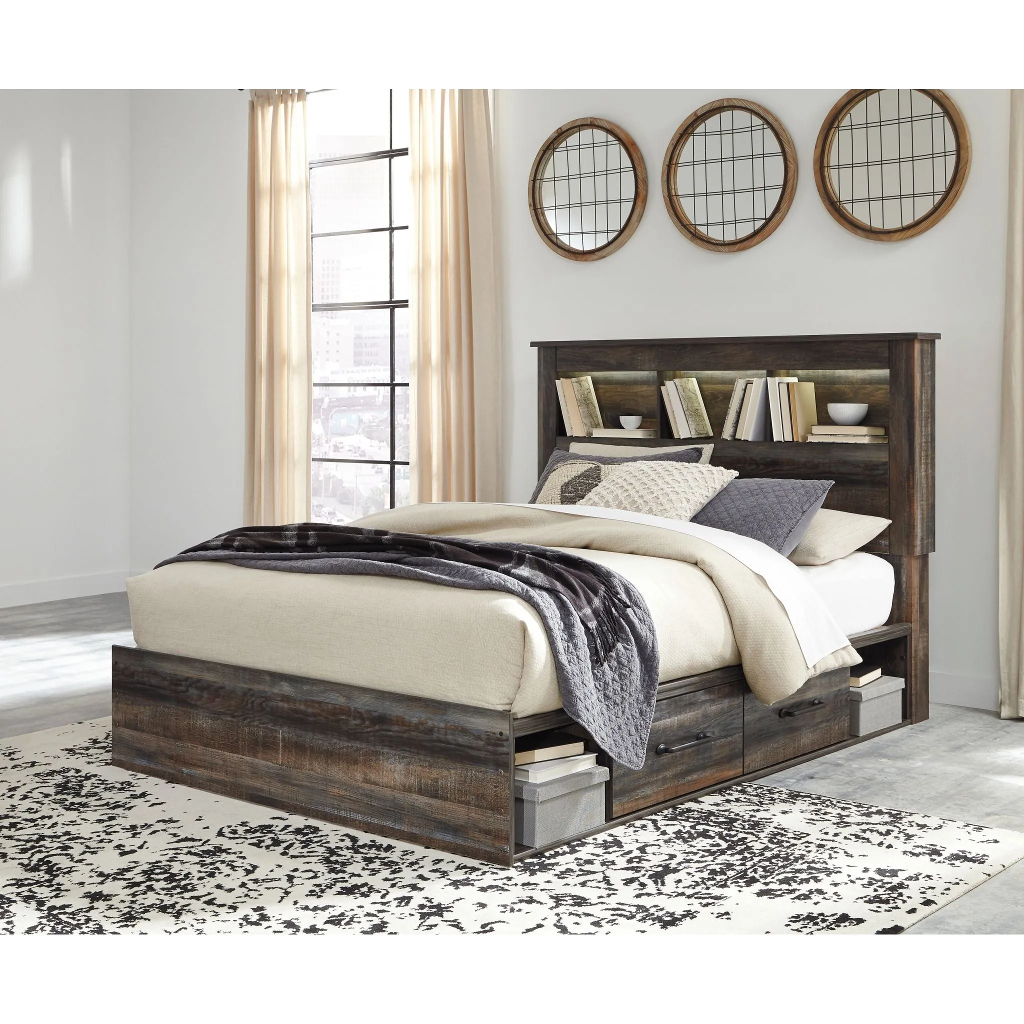 Drystan Bookcase Bed with 4 Drawer Storage