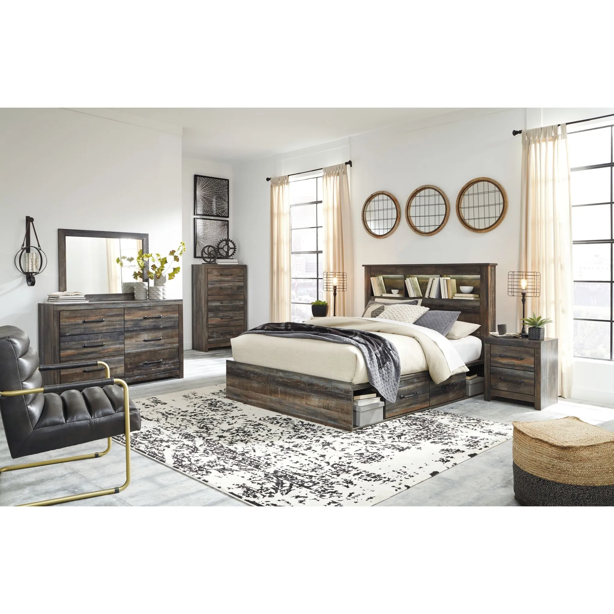Drystan Bookcase Bed with 4 Drawer Storage