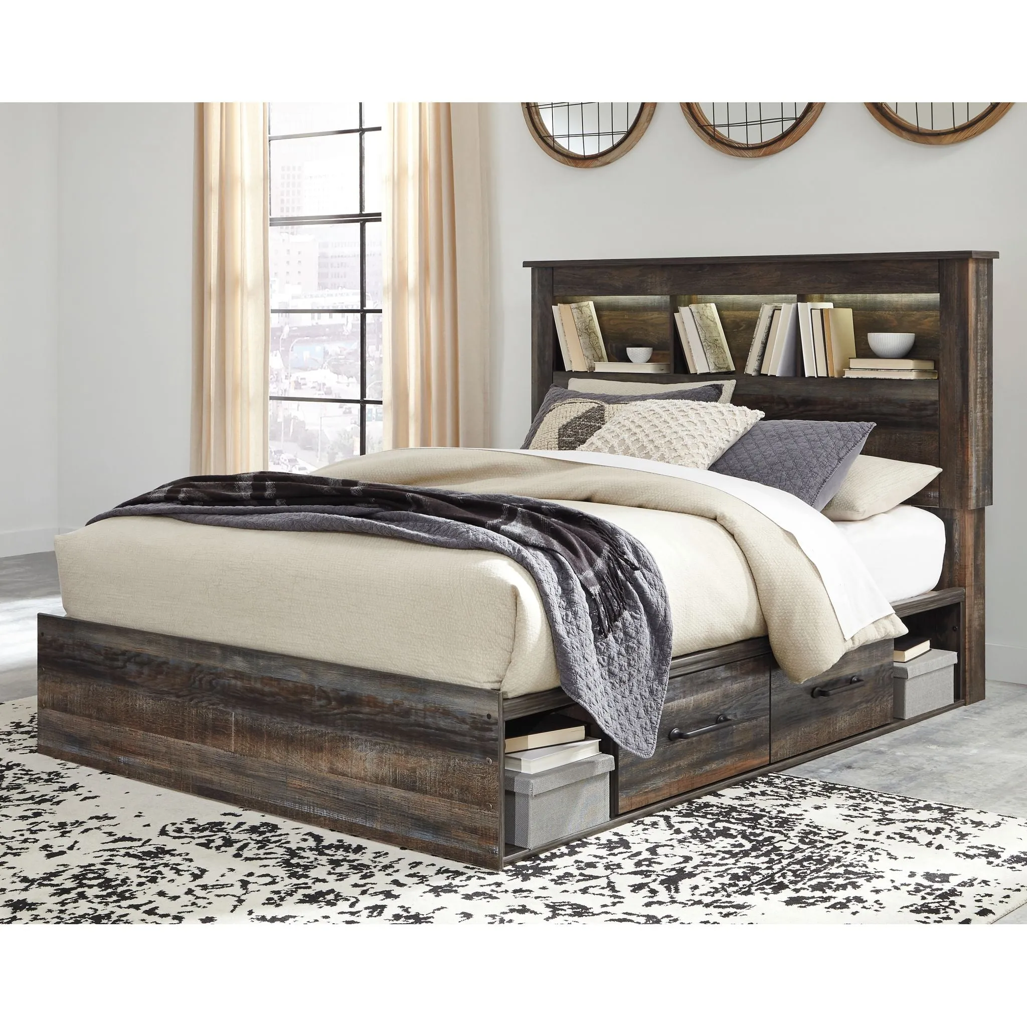 Drystan Bookcase Bed with 4 Drawer Storage
