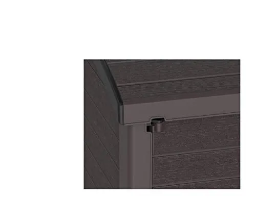Duramax Cedargrain StoreAway 1200L Plastic Garden Storage Shed/ Arc Lid, Outdoor Storage, Wheelie bin box, Durable Construction– Ideal for Tools, Bikes, BBQs & 2x 240L Bins, 145x85x125 cm, Brown