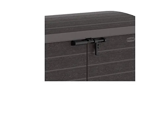 Duramax Cedargrain StoreAway 1200L Plastic Garden Storage Shed/ Arc Lid, Outdoor Storage, Wheelie bin box, Durable Construction– Ideal for Tools, Bikes, BBQs & 2x 240L Bins, 145x85x125 cm, Brown