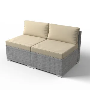 EAGLE PEAK 2 Piece Outdoor Armless Wicker Sofa Set, Outdoor Patio Armless Chairs with Removable Cushions, Sectional Wicker Loveseat