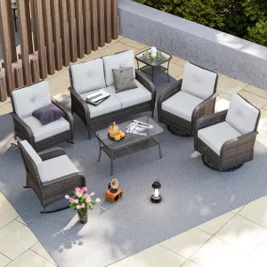 EAGLE PEAK 7pc Rattan Outdoor Patio Conversation Set