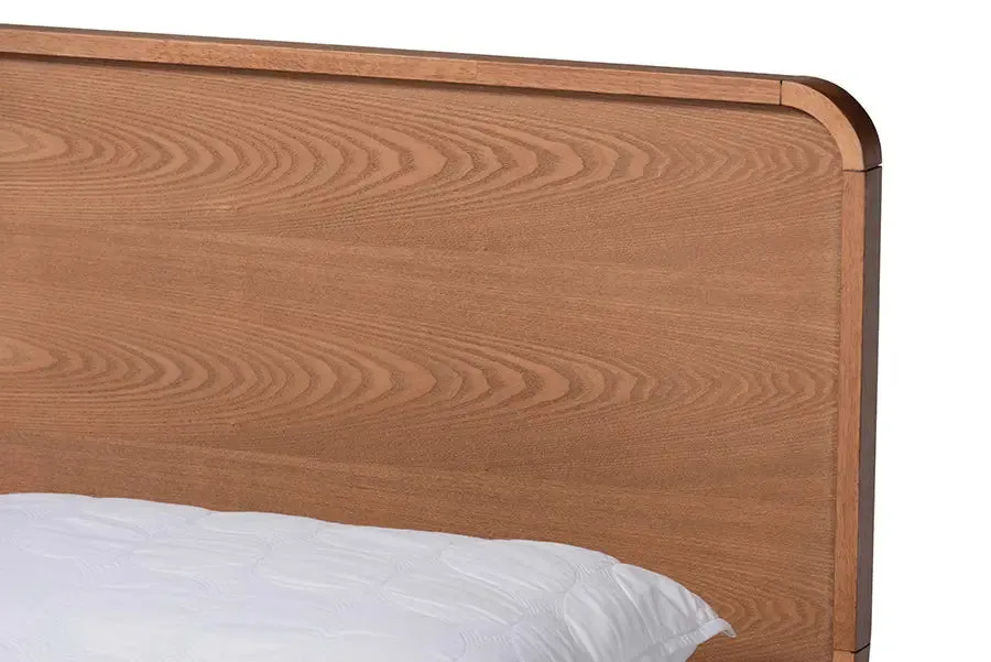 Elena Dark Gray Fabric Upholstered,  Ash Walnut Brown Wood 3-Drawer Platform Storage Bed (Full)