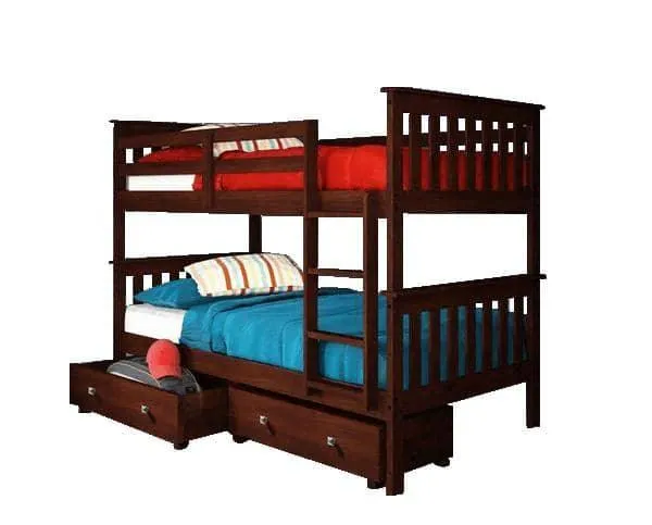Elijah Cappuccino Bunk Bed with Storage Drawers