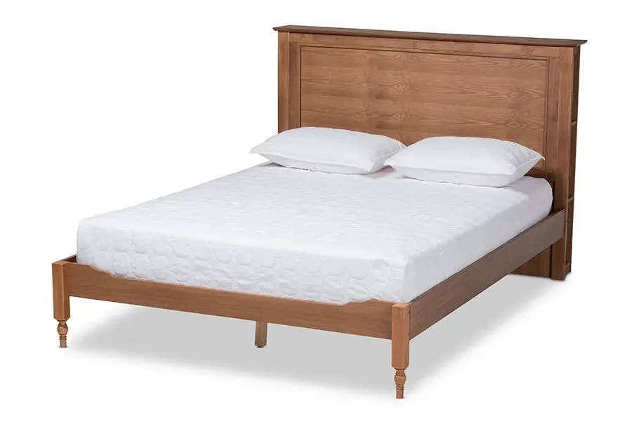Eloise Ash Walnut Brown Wood Platform Storage Bed w/Built-In Shelves (King)