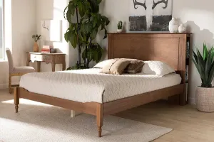 Eloise Ash Walnut Brown Wood Platform Storage Bed w/Built-In Shelves (King)