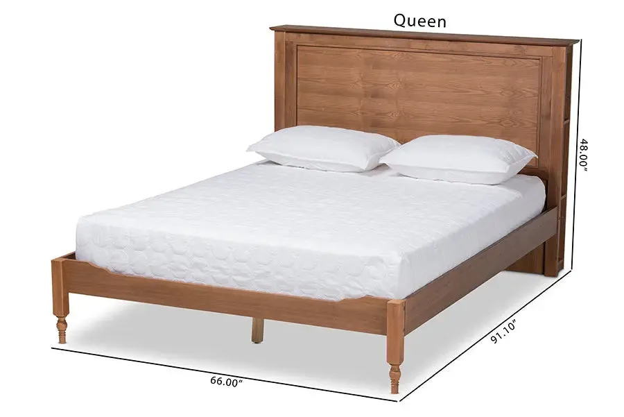 Eloise Ash Walnut Brown Wood Platform Storage Bed w/Built-In Shelves (King)