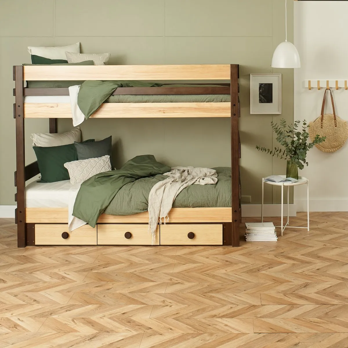 End Ladder Bunk Bed with Under Bed Drawers