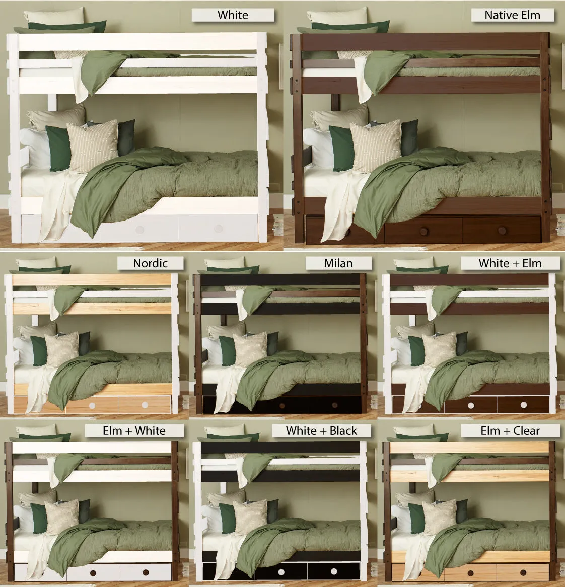 End Ladder Bunk Bed with Under Bed Drawers