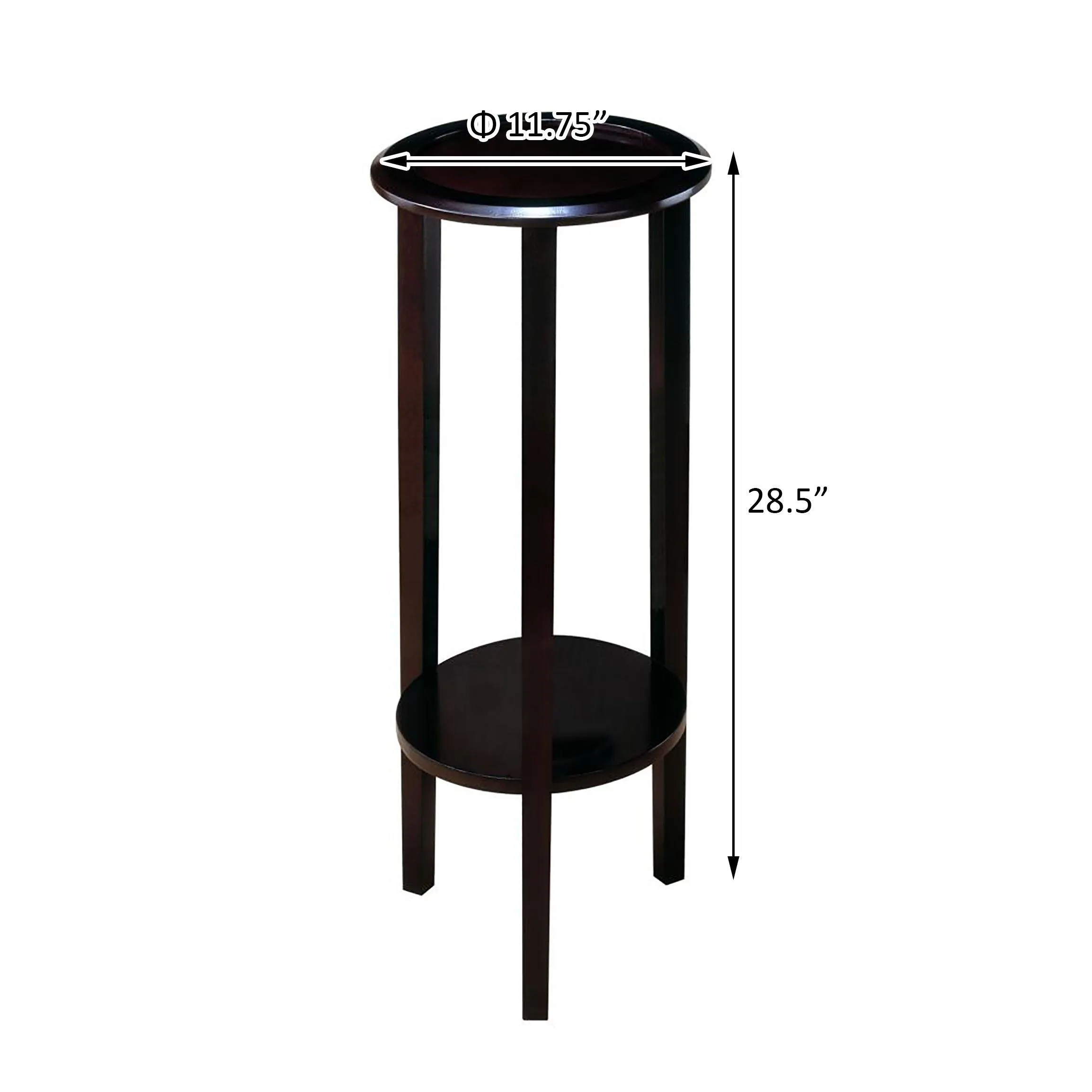 Espresso Round Accent Table with Lower Shelf