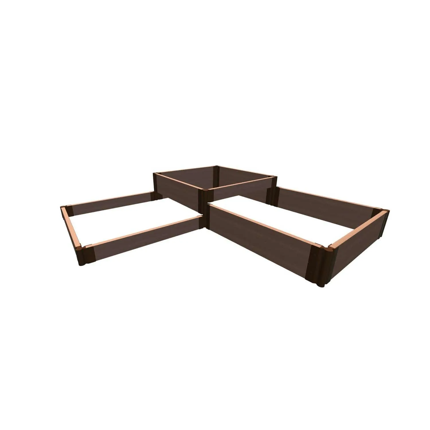 Frame It All | Tool-Free Fort Knox Straight Corner Raised Garden Bed (Tri-Level) 8' X 8' X 16.5" - Classic Sienna
