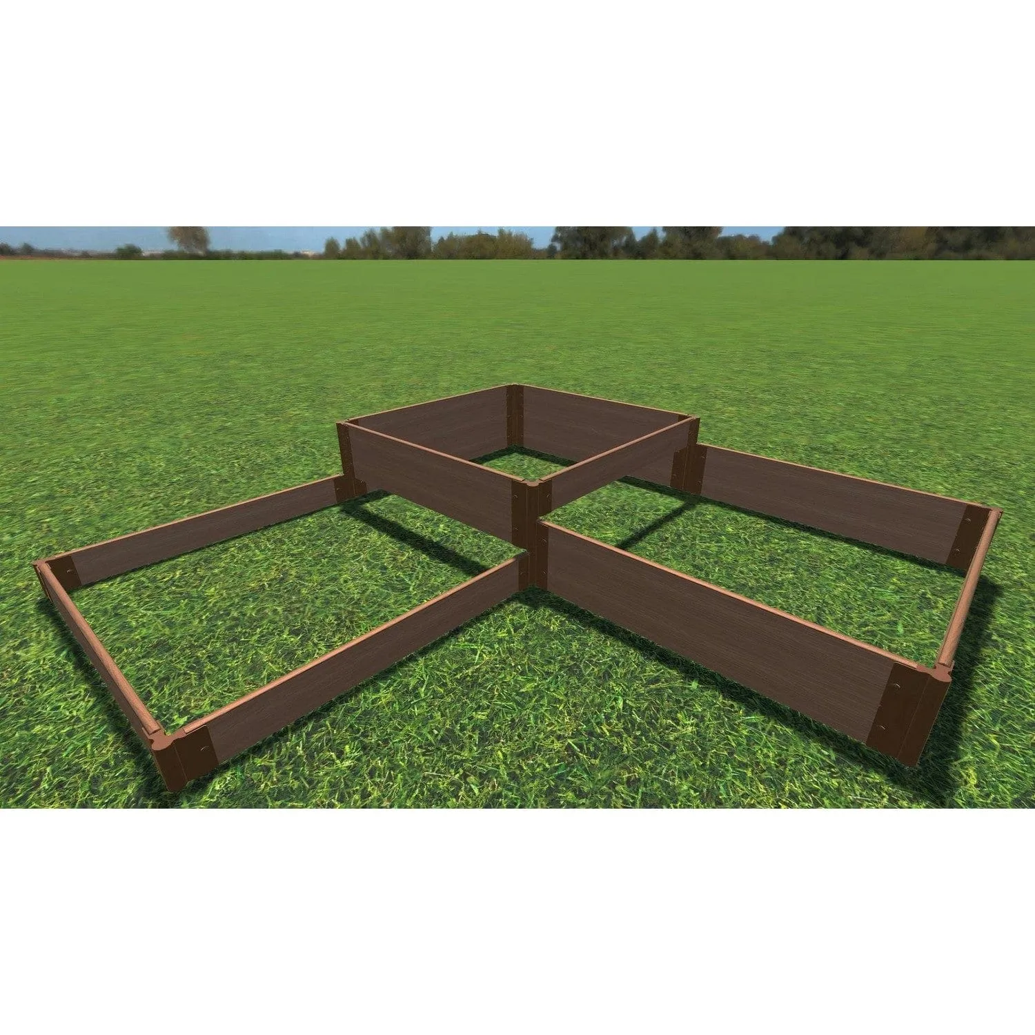 Frame It All | Tool-Free Fort Knox Straight Corner Raised Garden Bed (Tri-Level) 8' X 8' X 16.5" - Classic Sienna