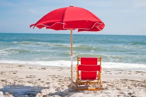 Frankford 639W 6.5' Emerald Coast Manual Lift Hexagon Beach Umbrella with Valance