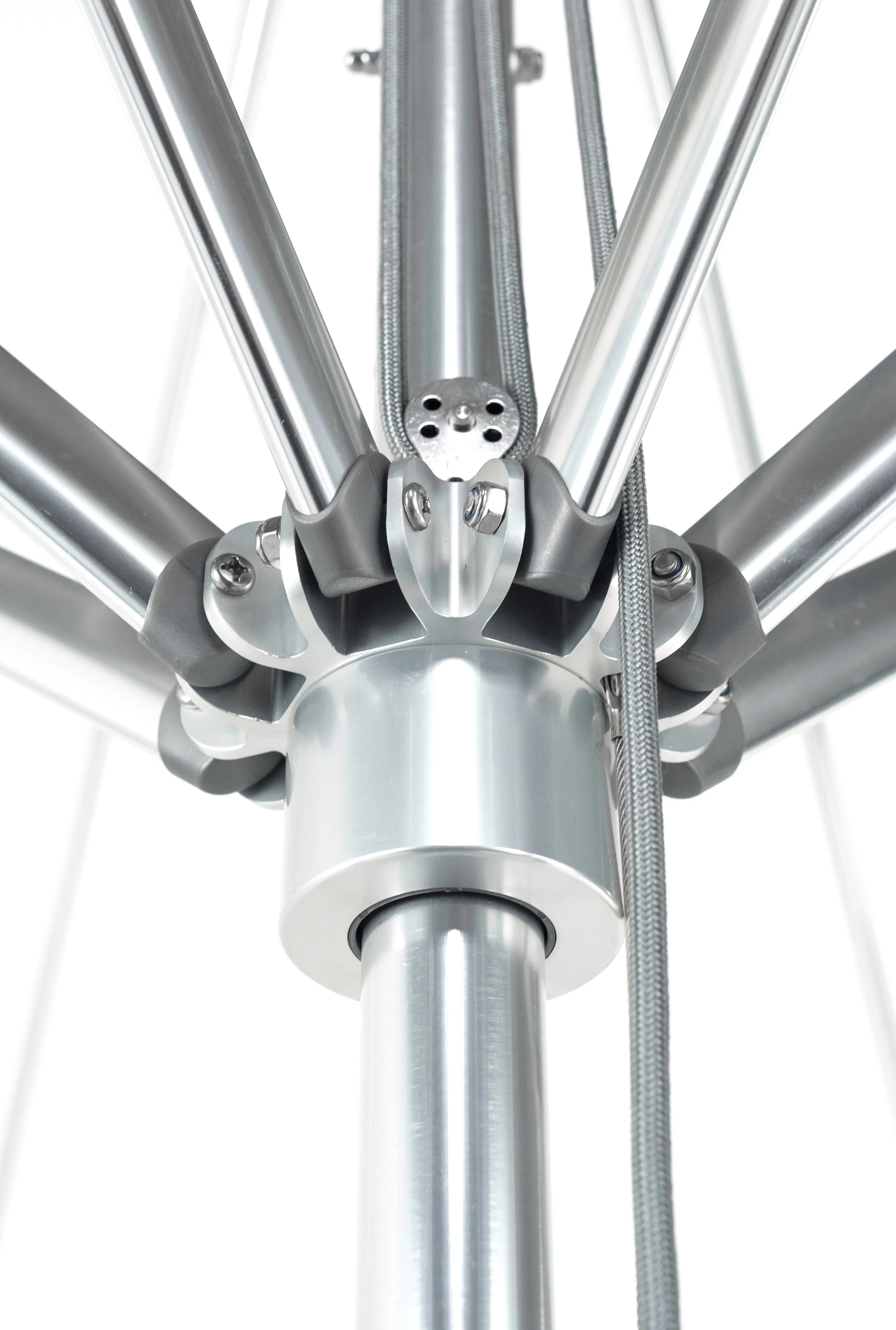Frankford 854CAM 9' Greenwich Pulley Lift Aluminum Market Umbrella