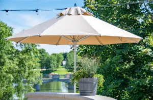 Frankford 864CAM 11' Greenwich Pulley Lift Aluminum Market Umbrella