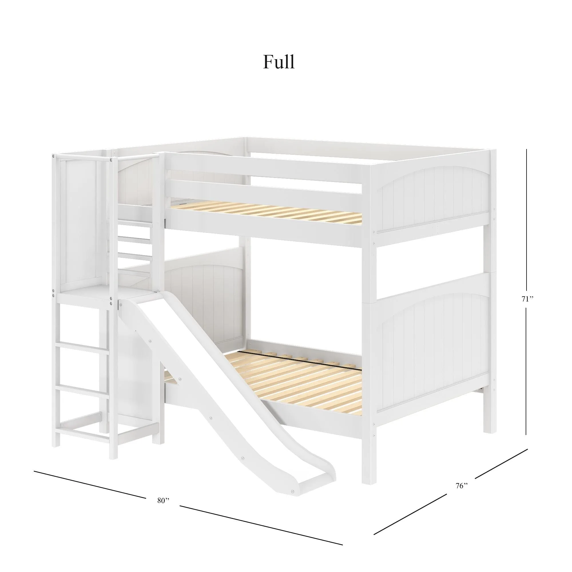 Full High Bunk Bed with Slide Platform on Front