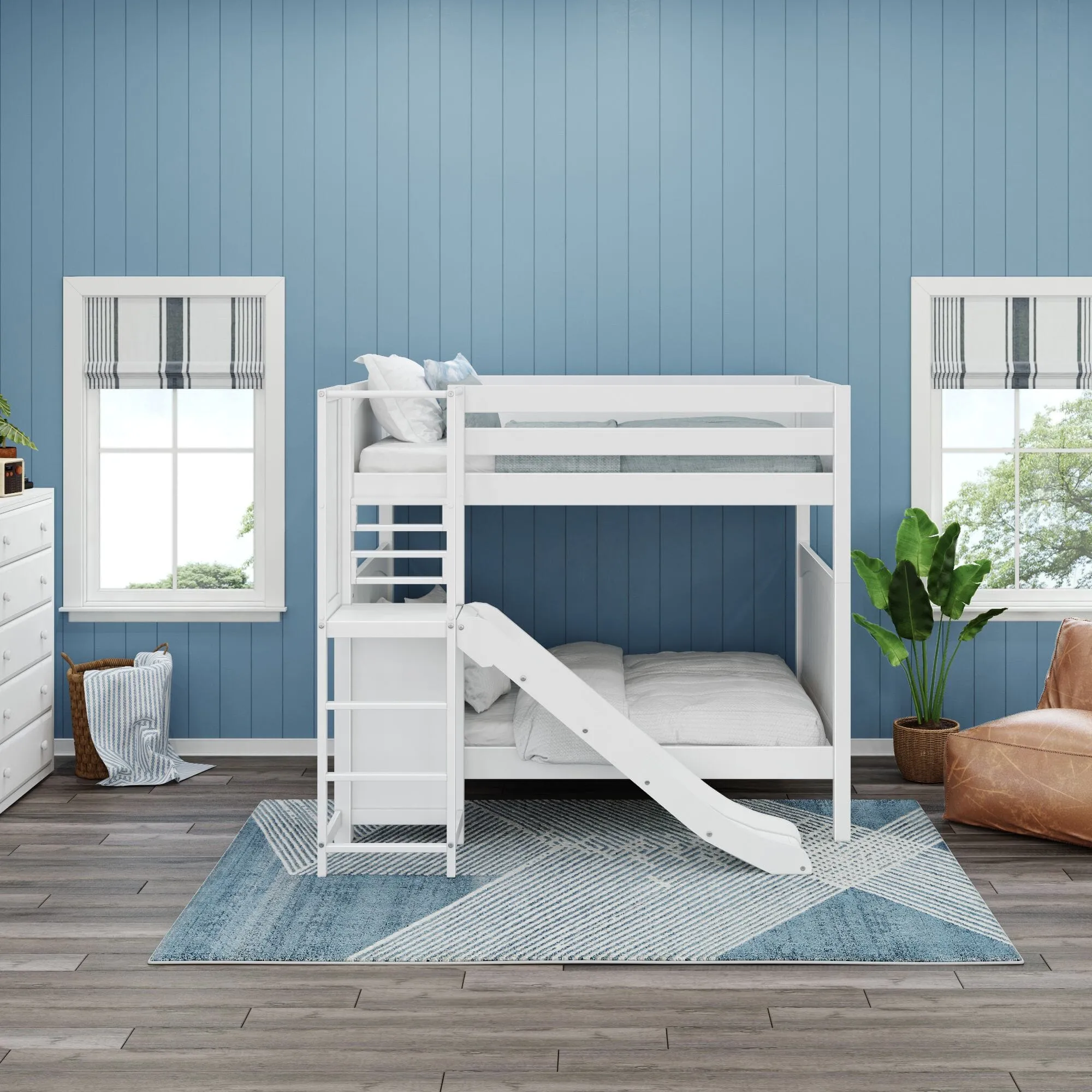 Full High Bunk Bed with Slide Platform on Front