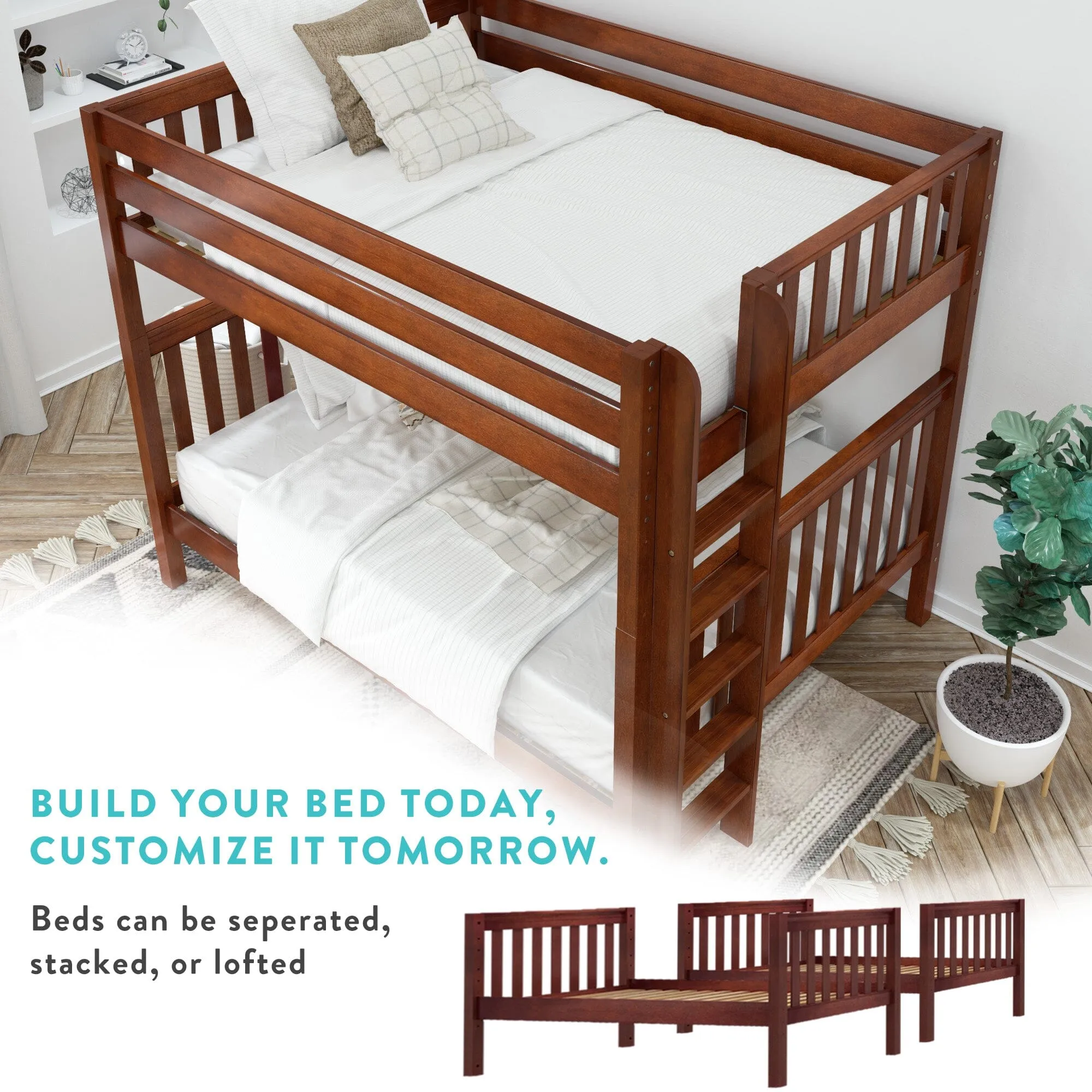 Full High Bunk Bed with Slide Platform on Front