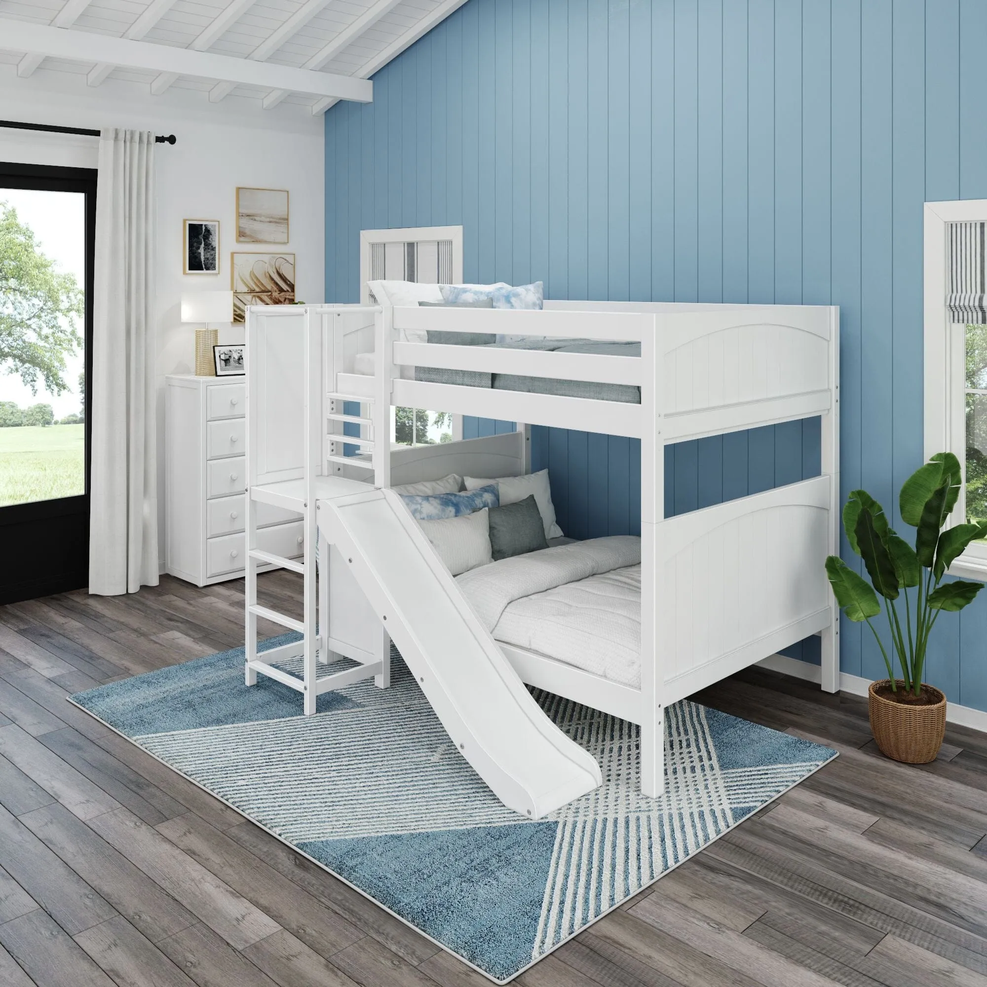 Full High Bunk Bed with Slide Platform on Front