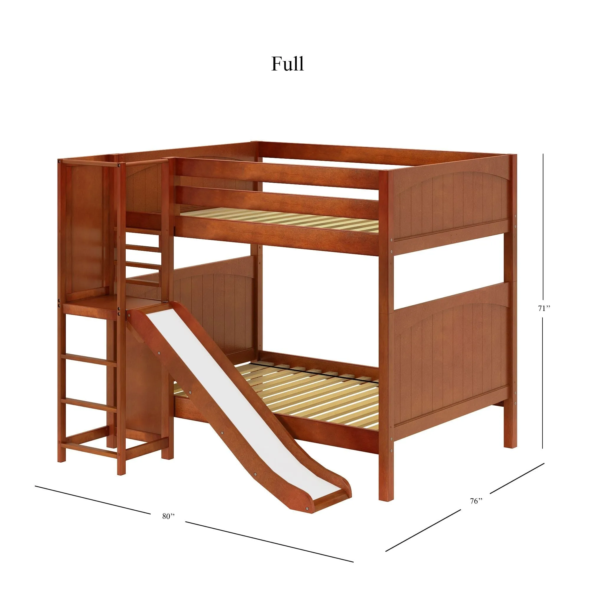 Full High Bunk Bed with Slide Platform on Front