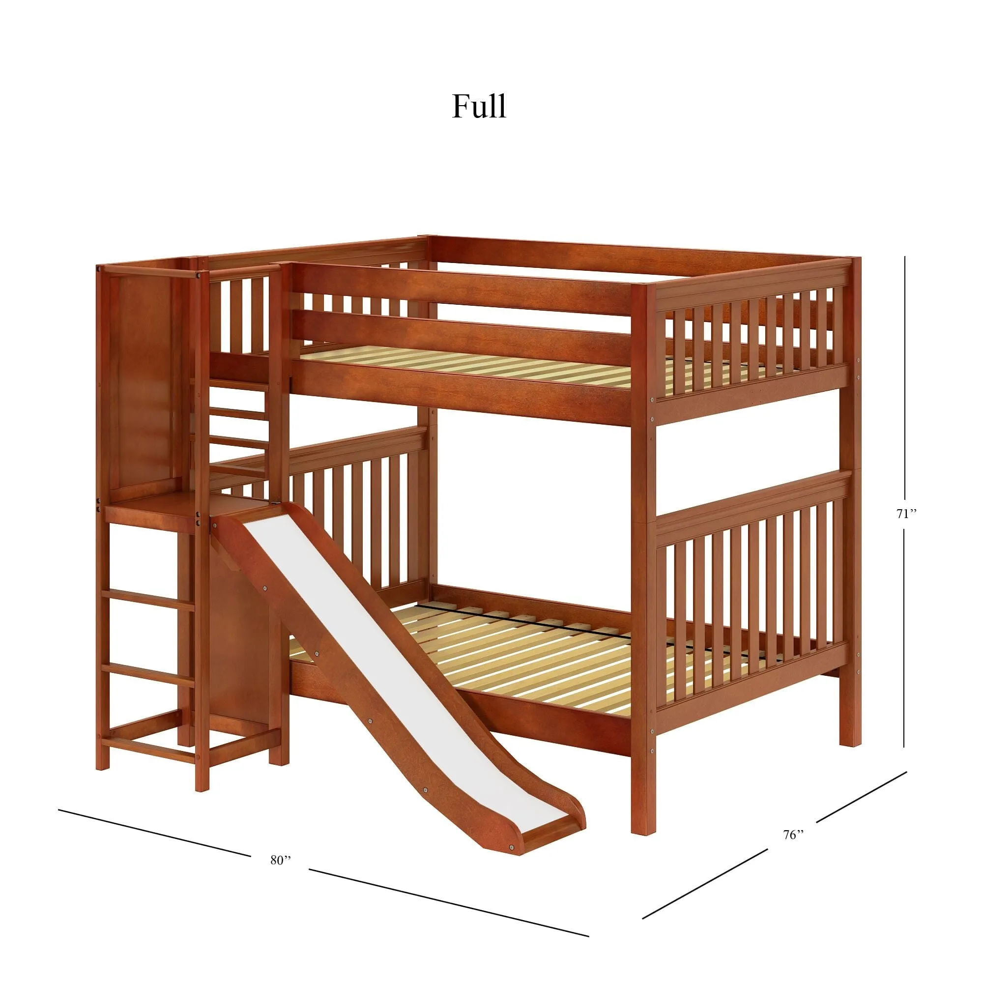 Full High Bunk Bed with Slide Platform on Front