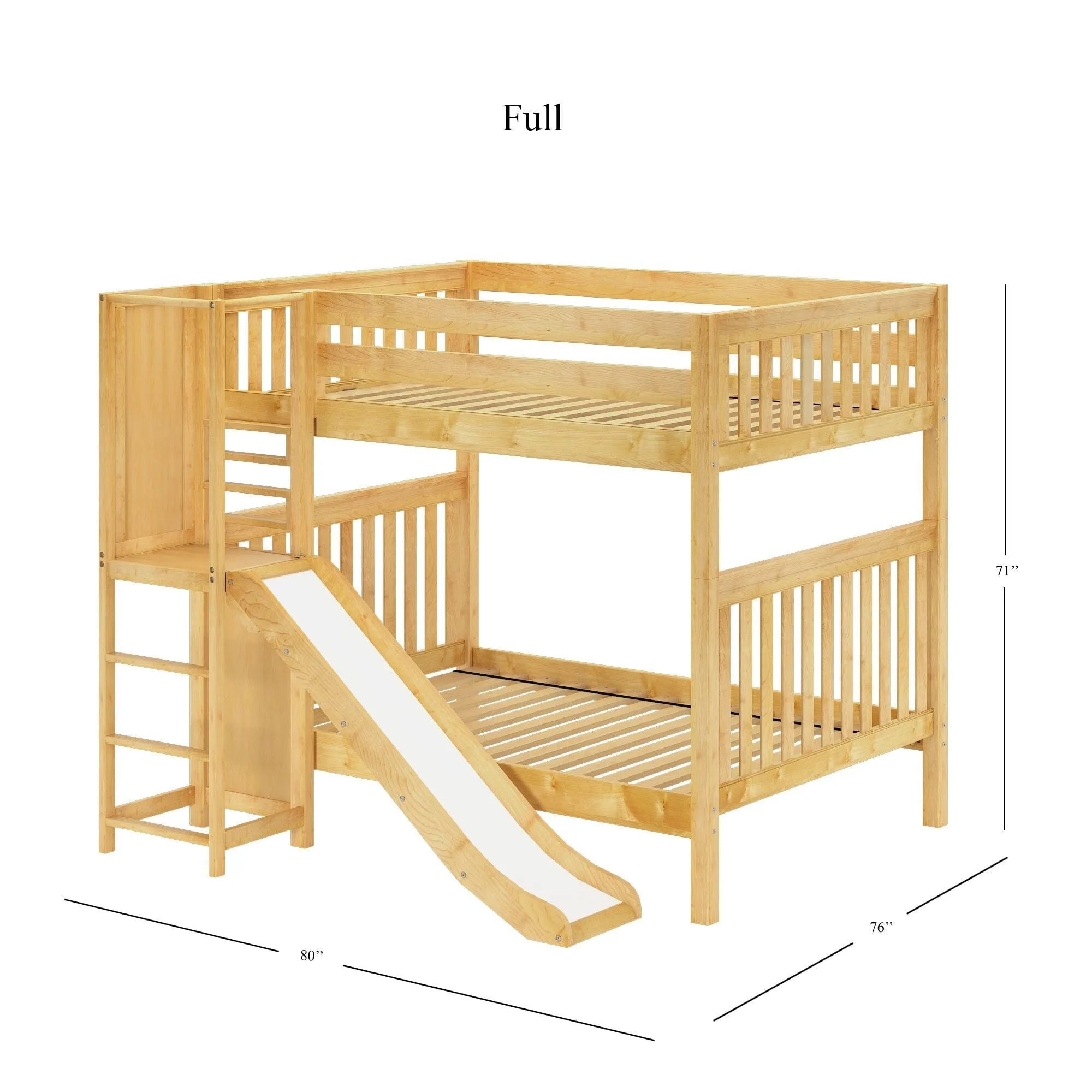 Full High Bunk Bed with Slide Platform on Front