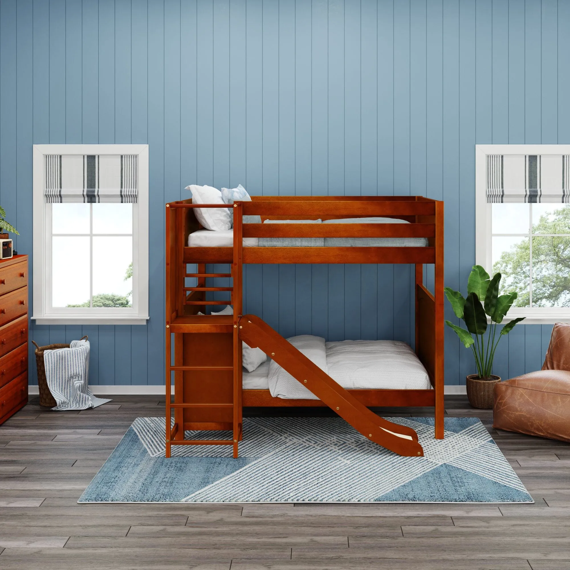 Full High Bunk Bed with Slide Platform on Front