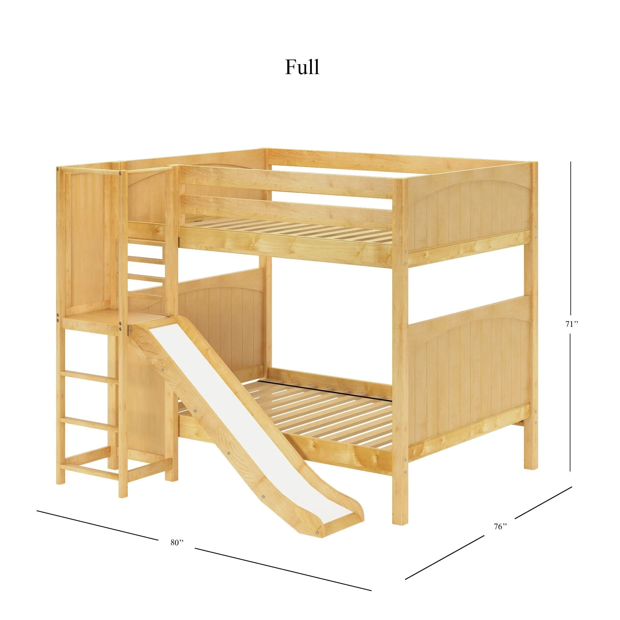 Full High Bunk Bed with Slide Platform on Front