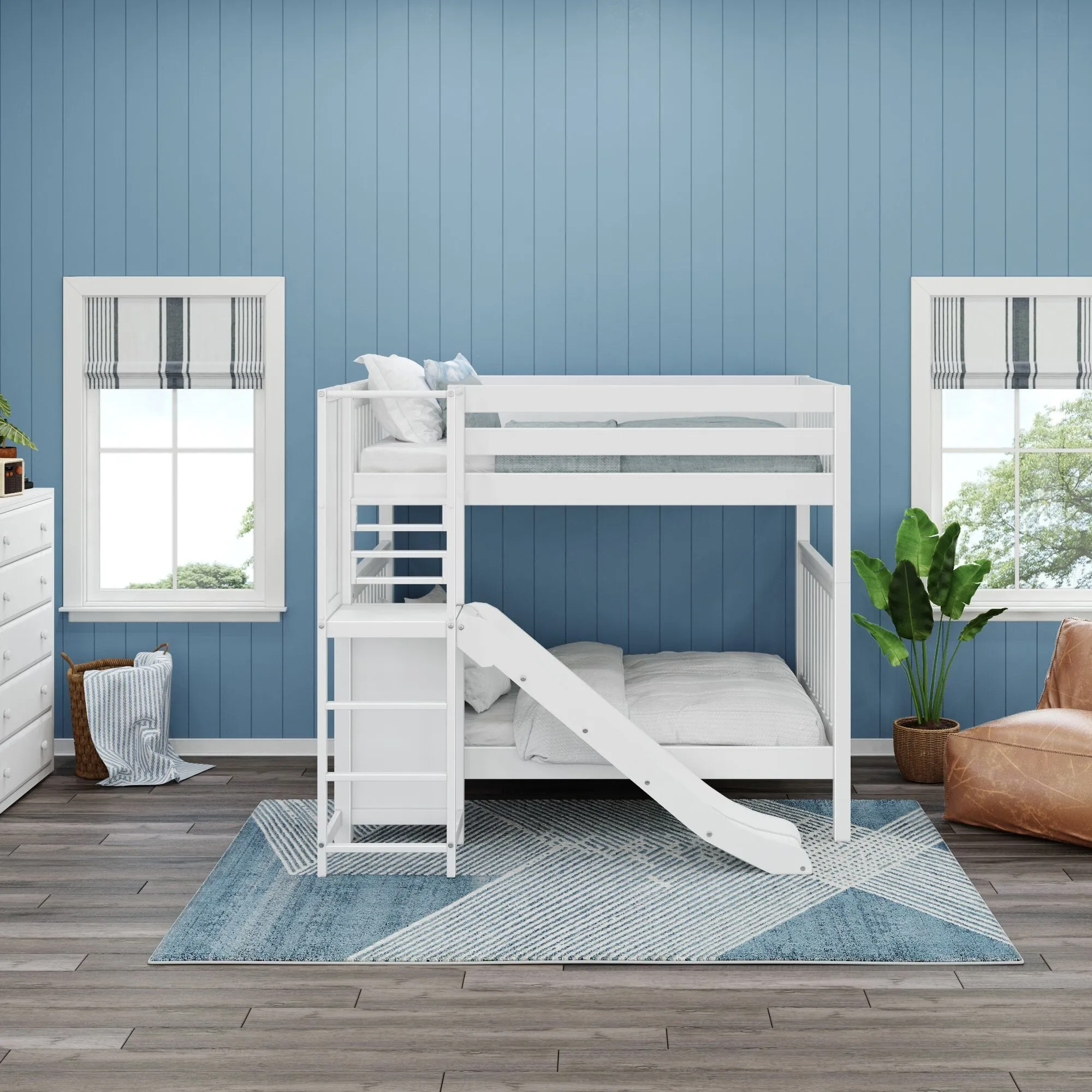 Full High Bunk Bed with Slide Platform on Front