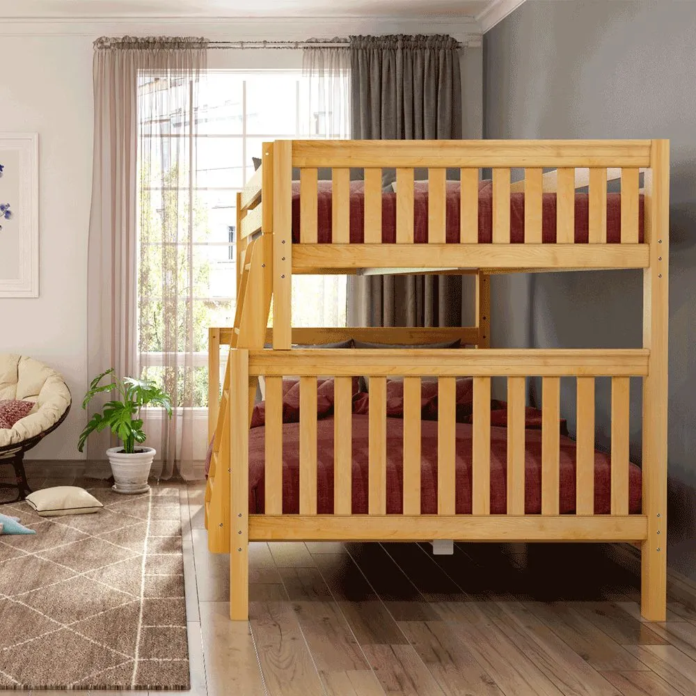 Full XL over Queen High Bunk Bed with Angled Ladder