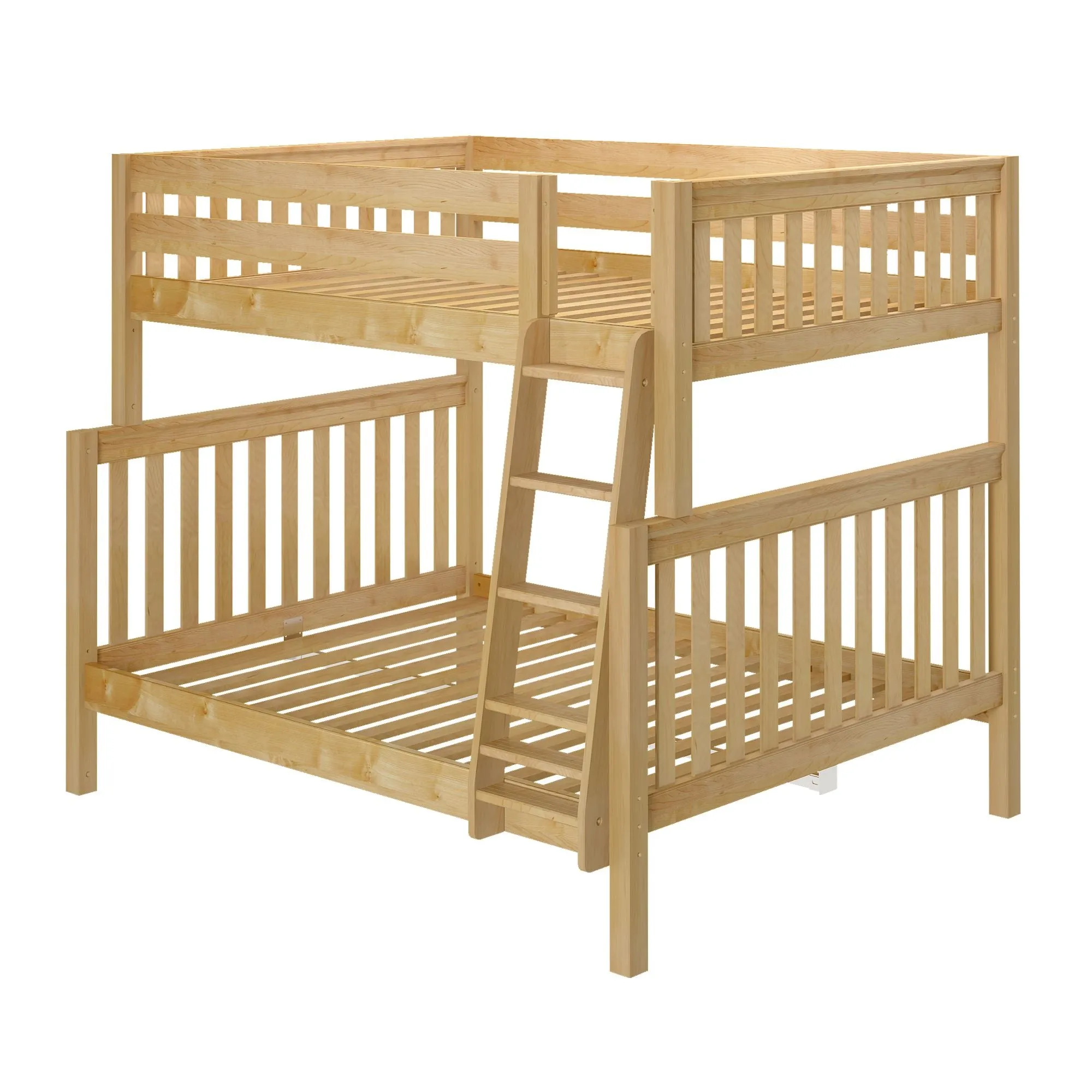 Full XL over Queen High Bunk Bed with Angled Ladder