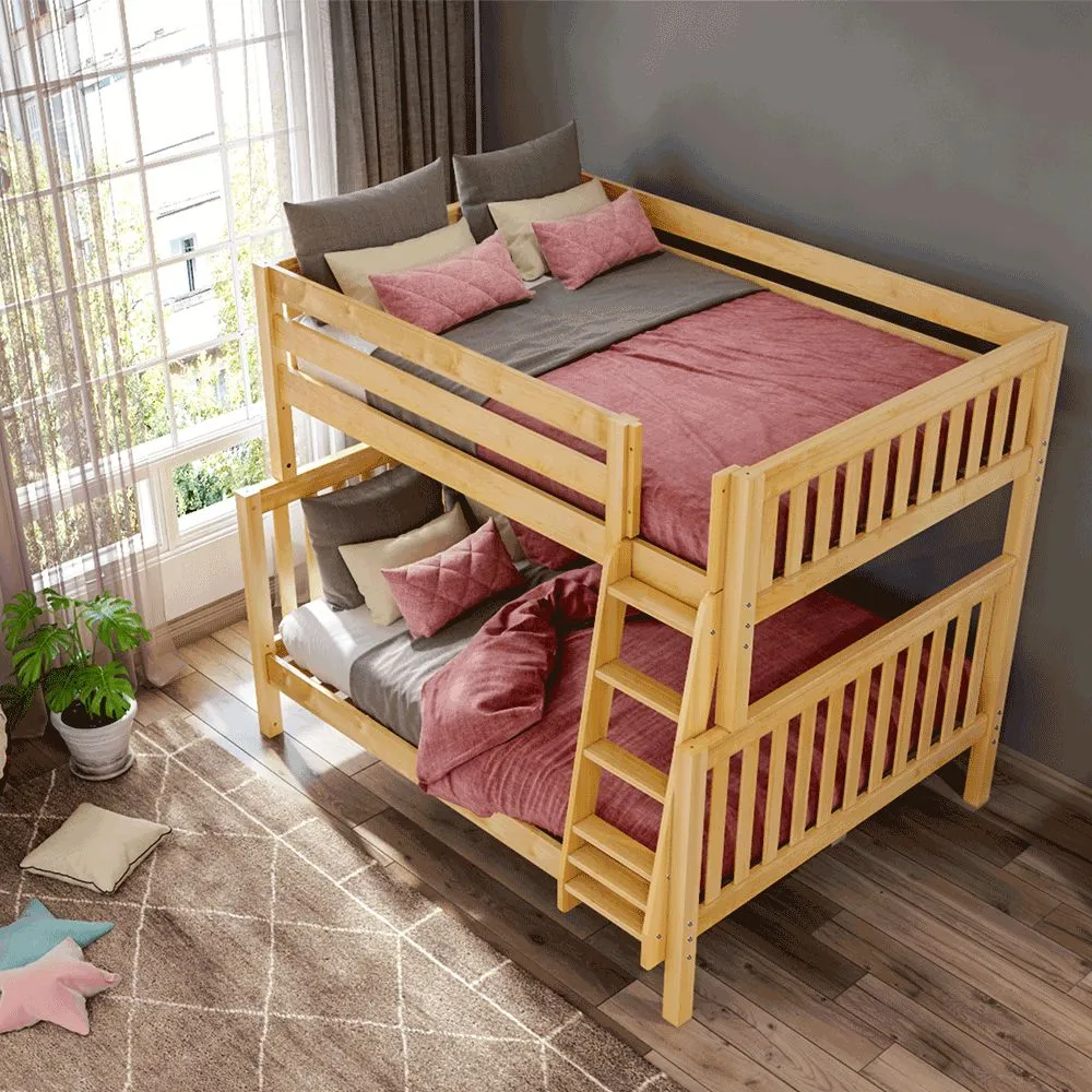 Full XL over Queen High Bunk Bed with Angled Ladder