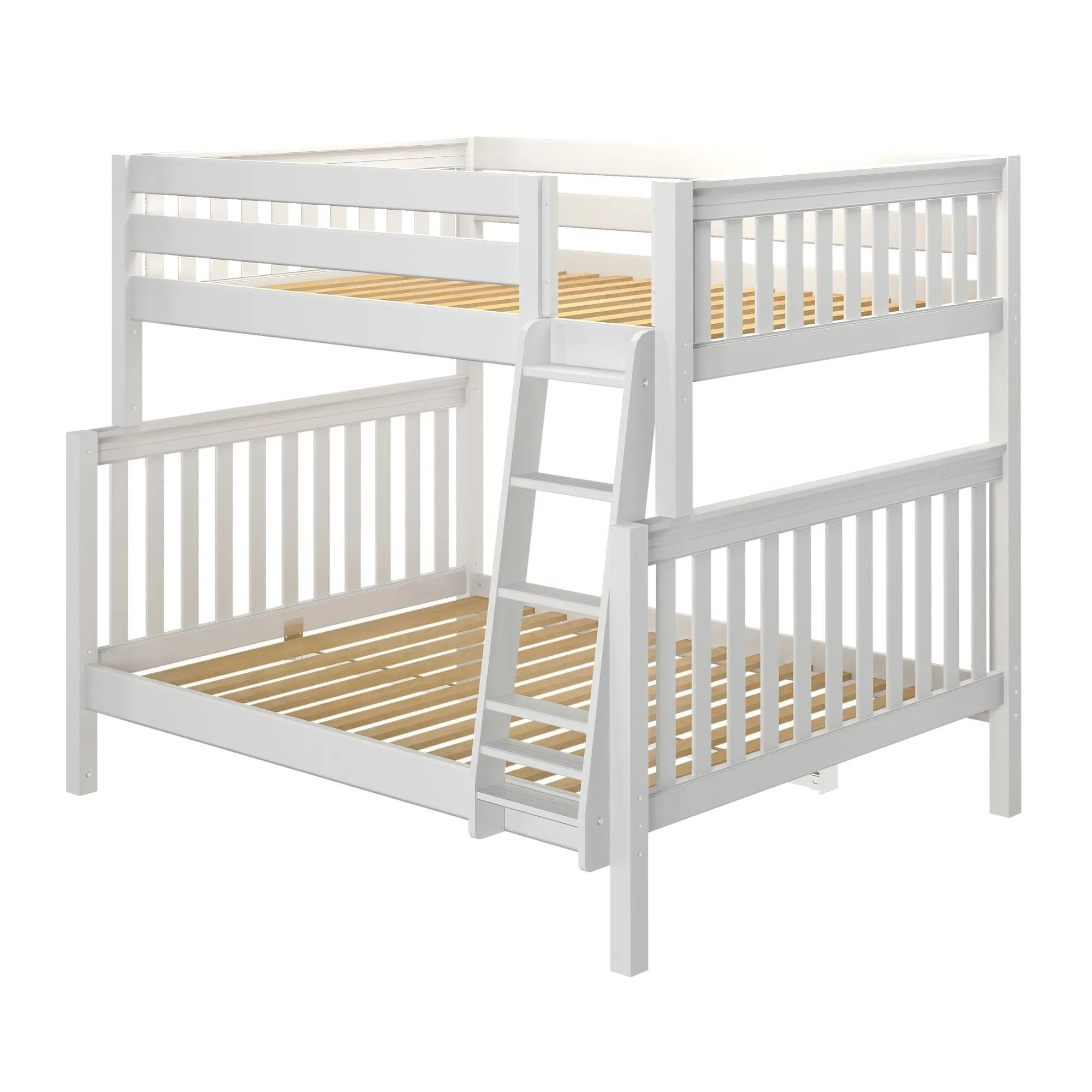 Full XL over Queen High Bunk Bed with Angled Ladder