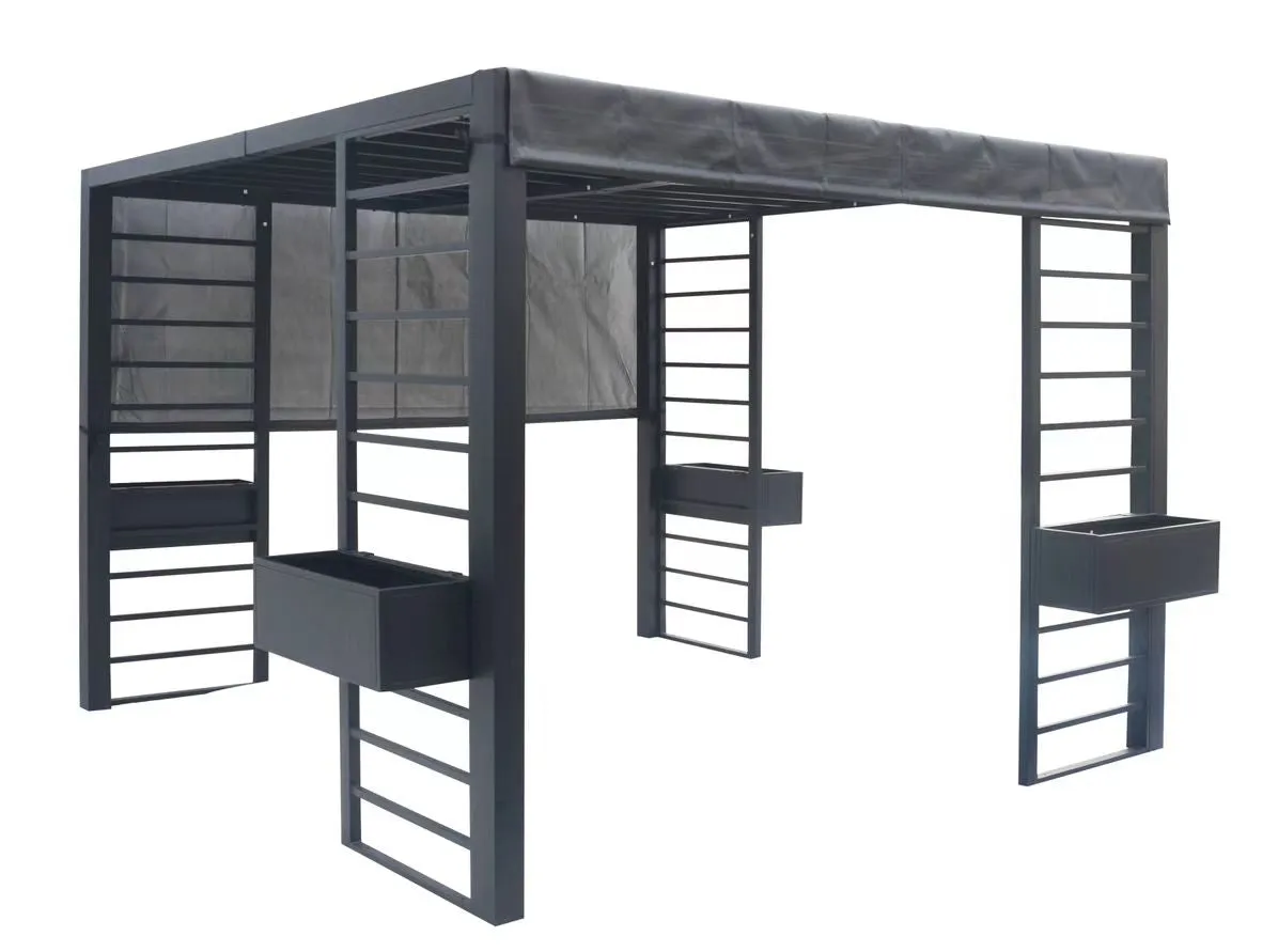 GazeboMate Berkley 3x3x2.3m   Hanging Planter Box Patio Pergola in Black