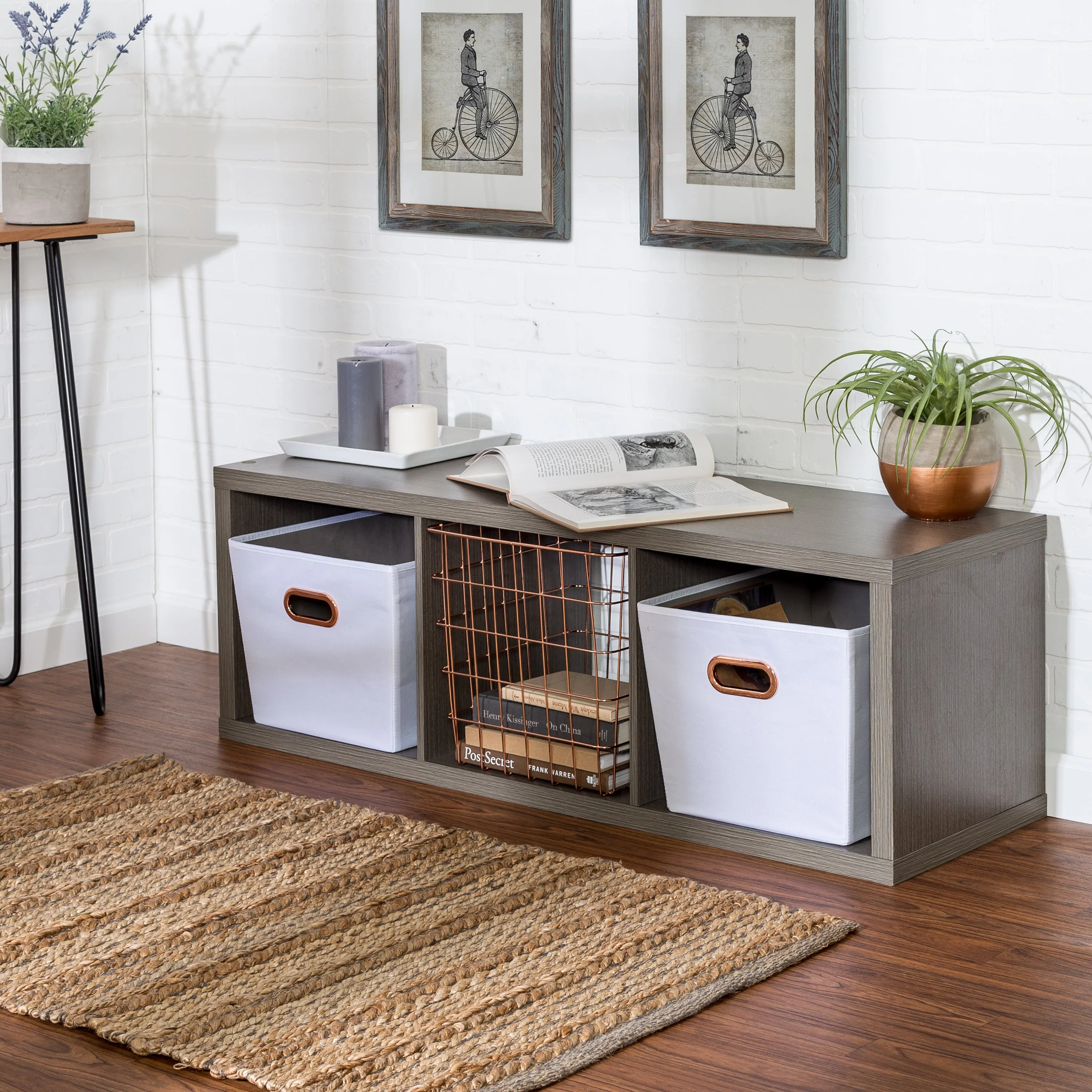 Gray Laminate 3-Cube Organizer