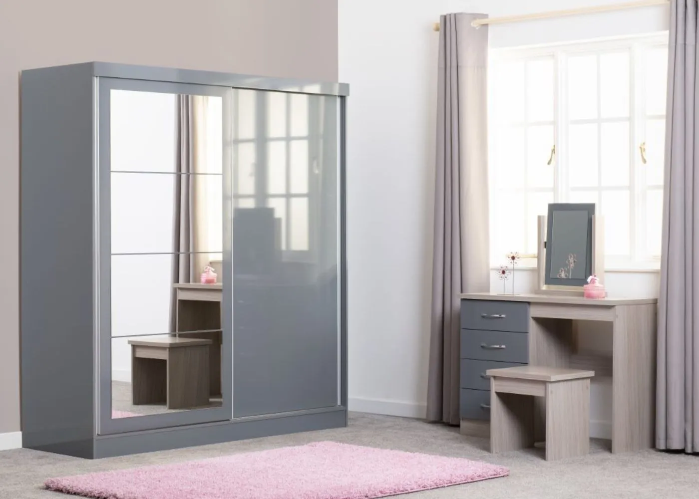 Grey Nevada 2-Door Sliding Wardrobe by Wholesale Beds & Furniture