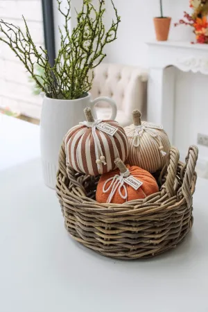 Grey Washed Small Rattan Storage Basket with Handles
