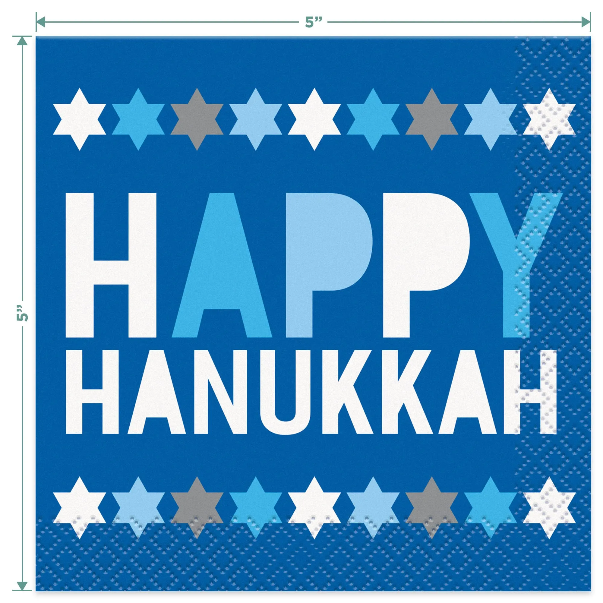 Happy Hanukkah Holiday Party Royal Blue and White Paper Dessert Plates and Beverage Napkins