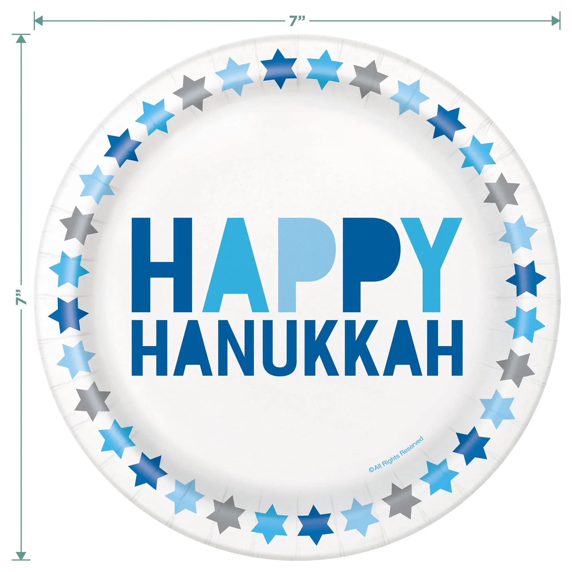 Happy Hanukkah Holiday Party Royal Blue and White Paper Dessert Plates and Beverage Napkins