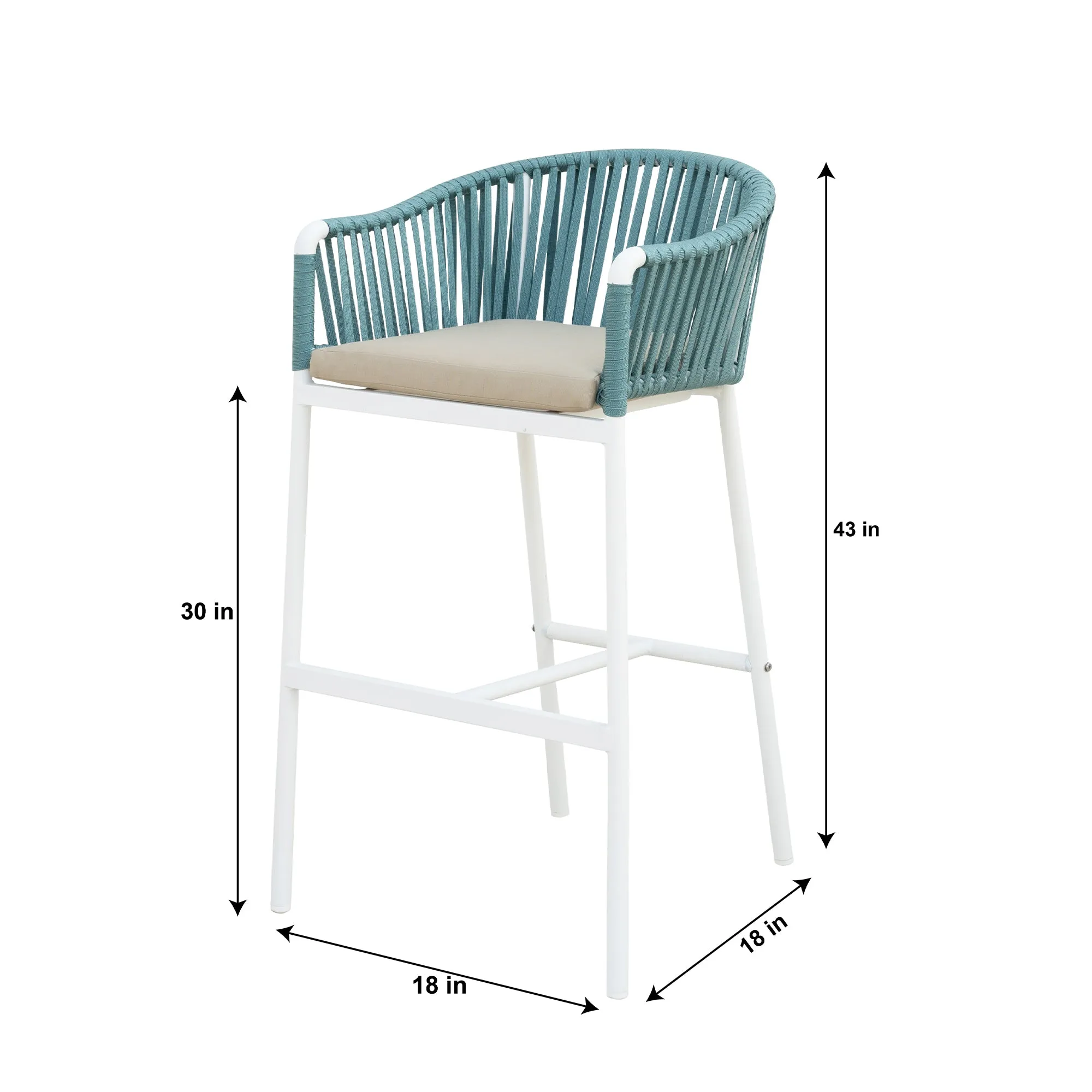 Hency Outdoor Patio Bar Chair 1 Chair for Balconey (Sky Blue) Braided & Rope
