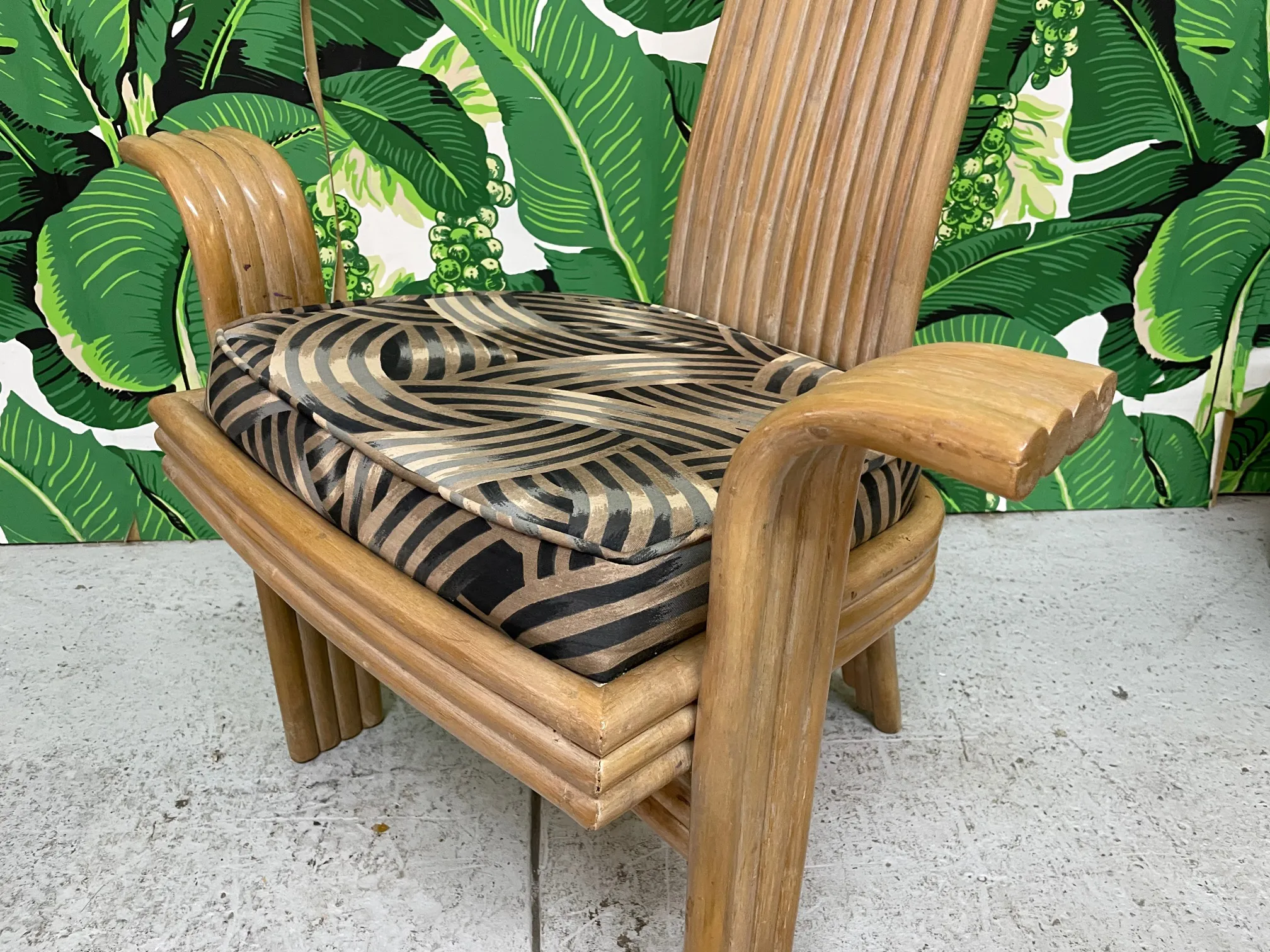 High Back Rattan Dining Chairs in the Style of Danny Ho Fong or Mackintosh