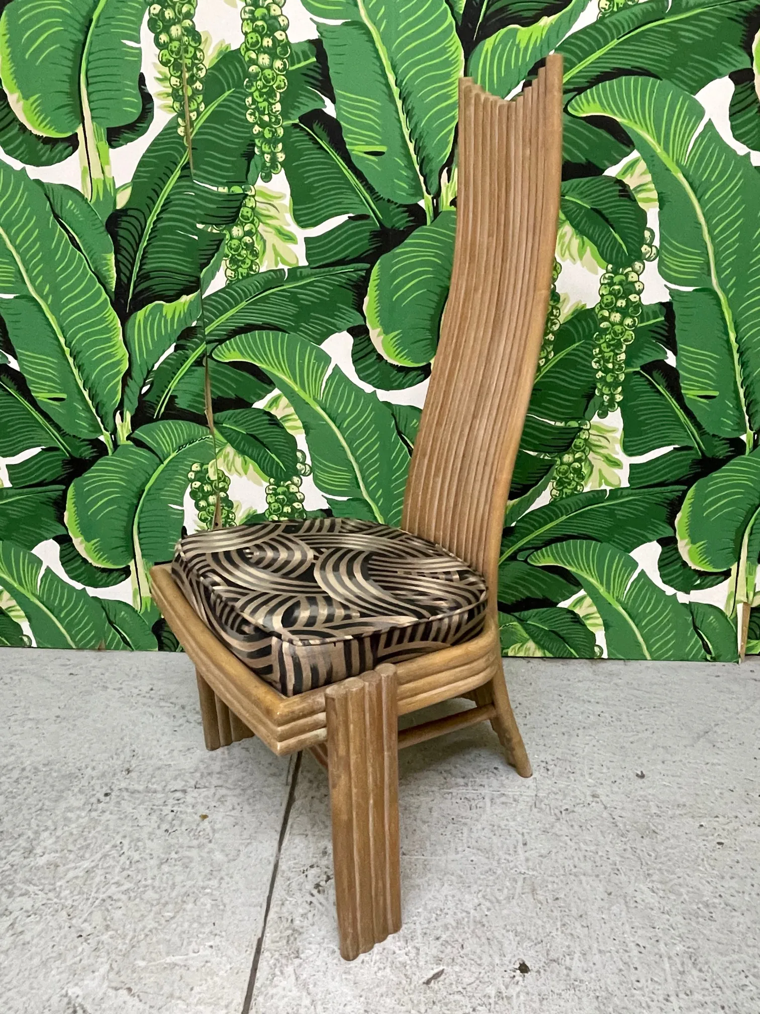 High Back Rattan Dining Chairs in the Style of Danny Ho Fong or Mackintosh