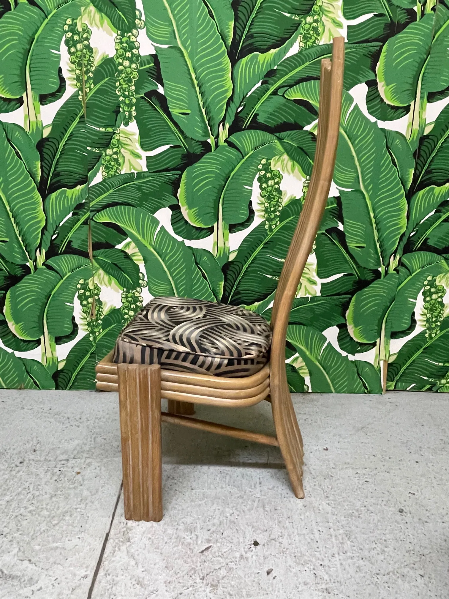 High Back Rattan Dining Chairs in the Style of Danny Ho Fong or Mackintosh