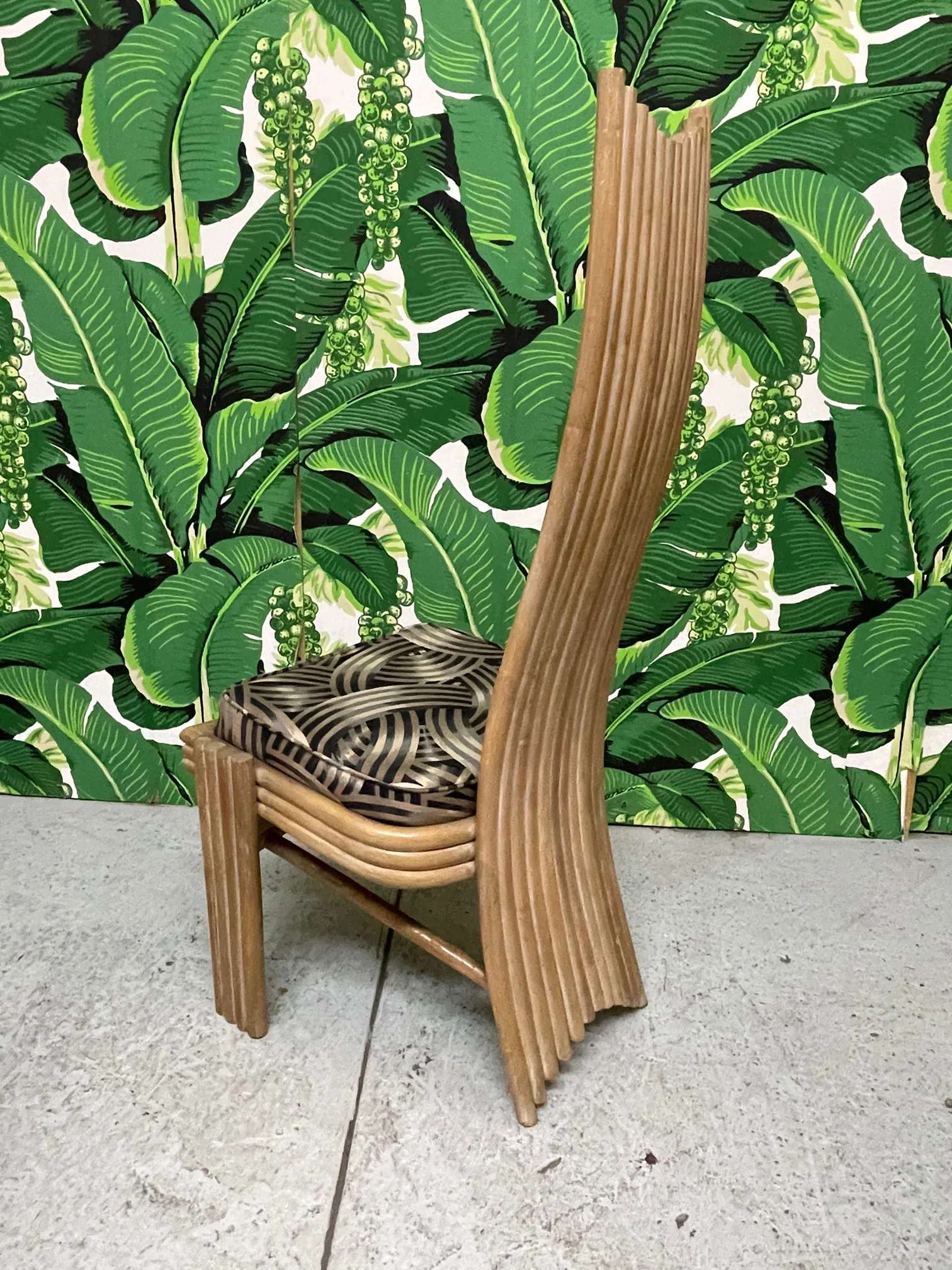 High Back Rattan Dining Chairs in the Style of Danny Ho Fong or Mackintosh