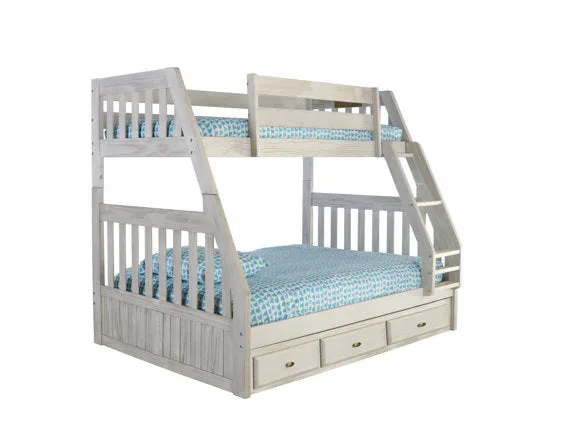 Julia Distressed White Twin over Full Bunk Bed