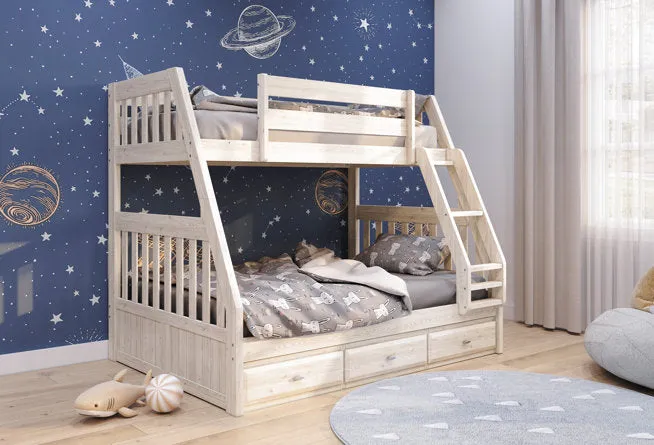 Julia Distressed White Twin over Full Bunk Bed